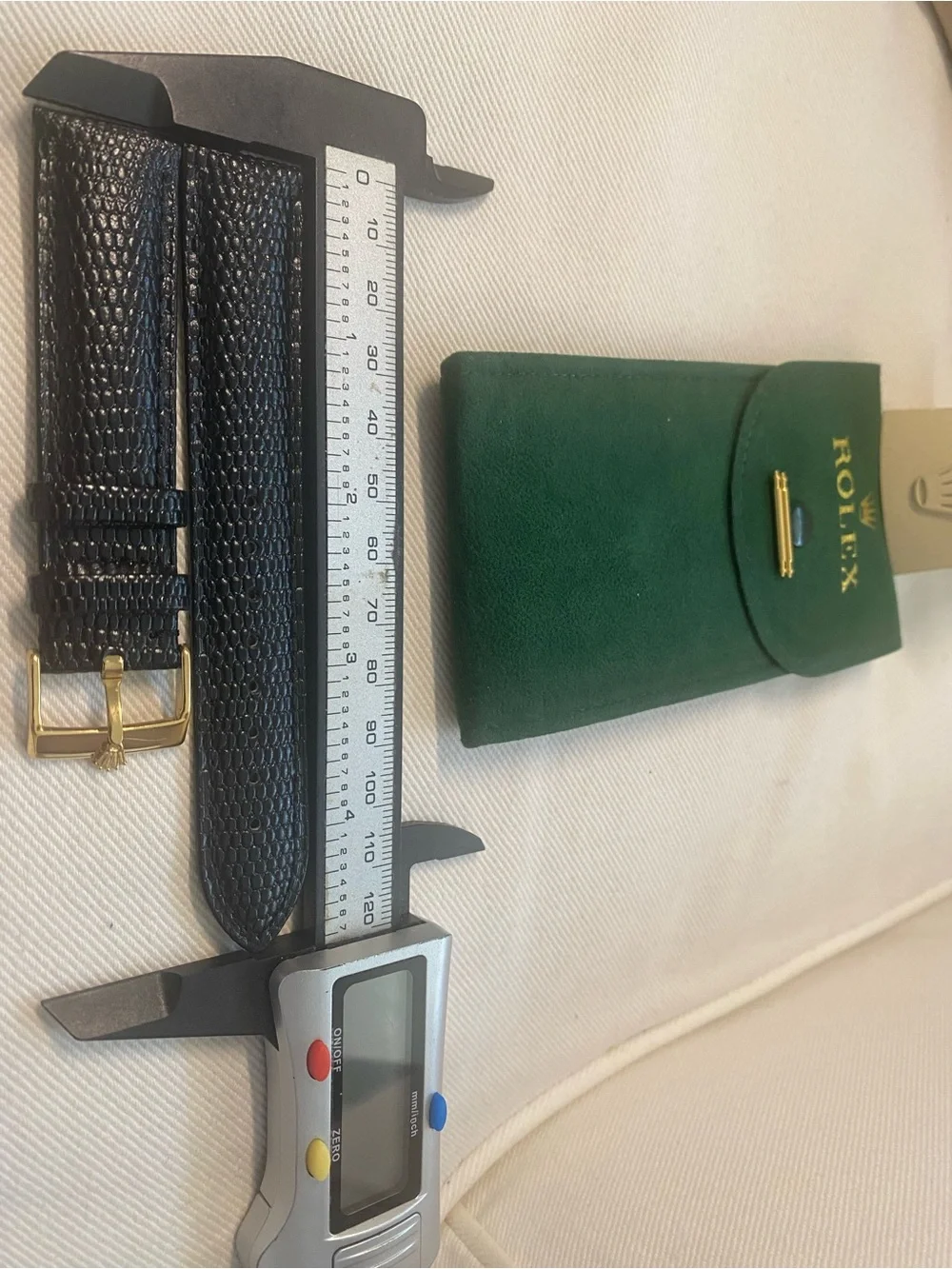 Vintage Rolex Lizard-Textured Leather Watch Strap with Gold Plated Buckle 19mm